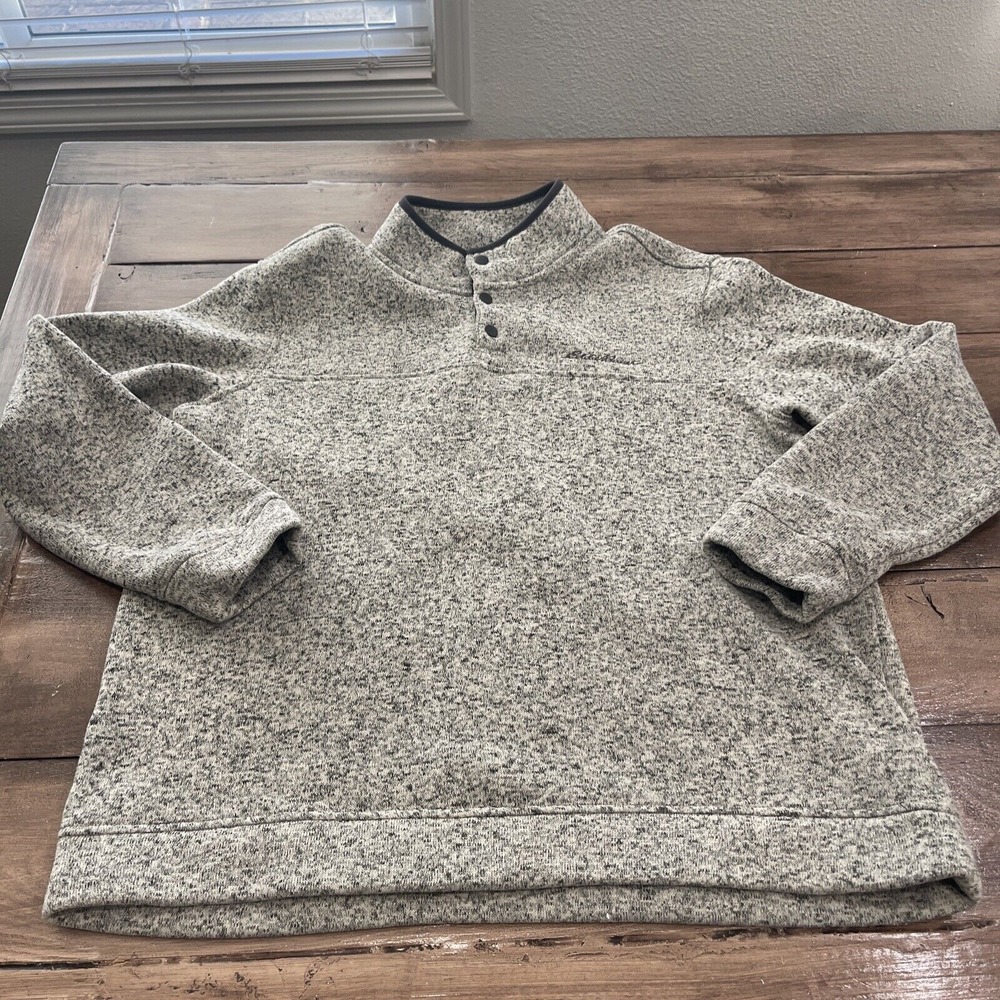 Eddie Bauer Radiator Fleece Pullover 1/4 Snap Front Sweater Rust Men's XL